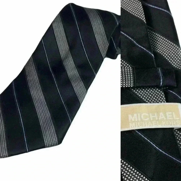 MICHAEL Michael Kors Black Striped All Silk Tie (3.5”W x 60”L) - Picture 1 of 5